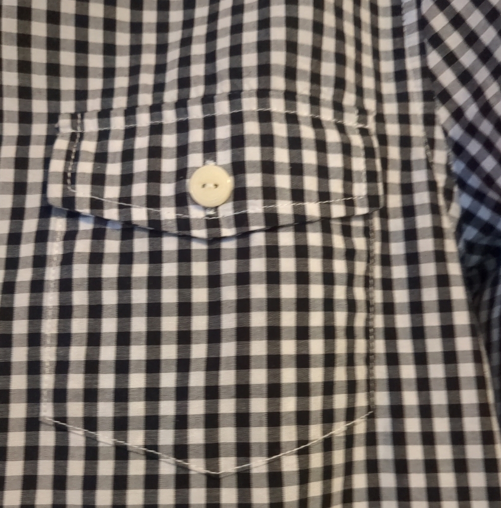 Black & White GINGHAM CHECK Cotton Shirt Women's XL - Per Se - Picture 2 of 5